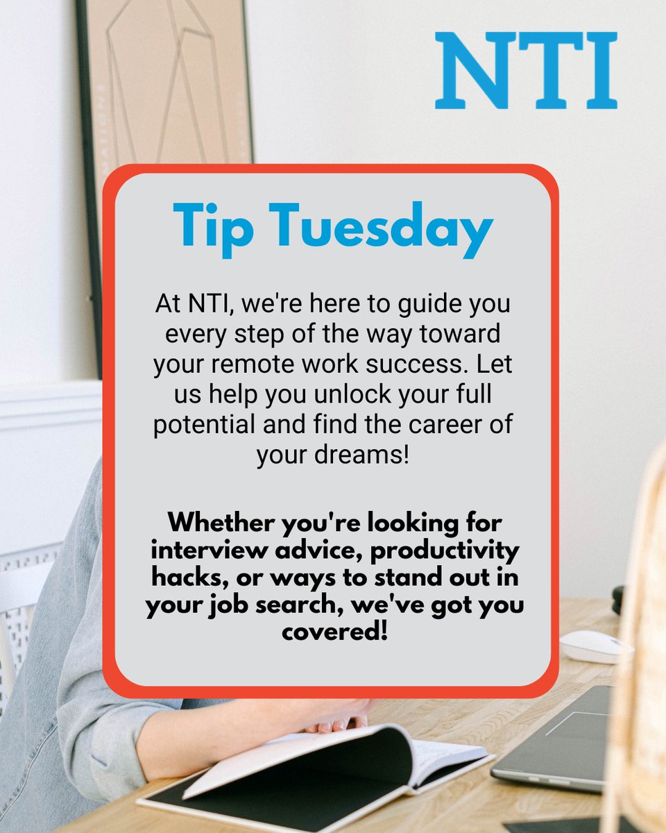 Job Search Tip Tuesday

Job Search Tip: Customize your resume for every job you apply to.

- Highlight the skills they're asking for.
- Bonus: NTI offers free training and resume help!

Need assistance? We've got your back.
DM us!
#JobSearchTips #NTISupport #RemoteJobs

See less