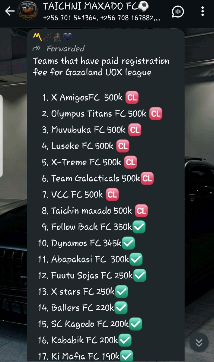 TAICHNI MAXADO FC 🛡🛡👞 (@taichnimaxadofc) on Twitter photo When u count properly, no.8 is we
TAICHNI MAXADO FC😌👞
Tulabika kati twolekkede ekyatulese🎥 tugeda okubalanga nti twabakowa kowa ddaa🤝
Special tnks to <a href="/Koopser_RS/">Koopser Retail Services</a> <a href="/confieakora/">CONFIDENCE #12</a> <a href="/keithnamu/">Keith Namu 🌻</a> <a href="/Lakinho21/">@lakinho21</a> <a href="/MsL_Groupe/">Michael. S. Lubandi</a> <a href="/ronnyojok2/">Ojok Ronny</a> <a href="/Tycon_boy/">Bash6chyn 💎🐘</a> <a href="/PepeGeorge6/">Pepe-shirt 6</a> <a href="/mathew_martial/">Meshie</a> When u count properly, no.8 is we
TAICHNI MAXADO FC😌👞
Tulabika kati twolekkede ekyatulese🎥 tugeda okubalanga nti twabakowa kowa ddaa🤝
Special tnks to <a href="/Koopser_RS/">Koopser Retail Services</a> <a href="/confieakora/">CONFIDENCE #12</a> <a href="/keithnamu/">Keith Namu 🌻</a> <a href="/Lakinho21/">@lakinho21</a> <a href="/MsL_Groupe/">Michael. S. Lubandi</a> <a href="/ronnyojok2/">Ojok Ronny</a> <a href="/Tycon_boy/">Bash6chyn 💎🐘</a> <a href="/PepeGeorge6/">Pepe-shirt 6</a> <a href="/mathew_martial/">Meshie</a>