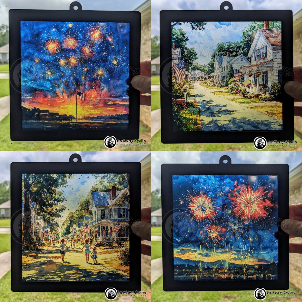 BosonBerry's tweet photo. 🇺🇸Patriotic Suncatchers, in 4 designs, available for preorder. $25 each. Limited quantities, so message us to order now!🎆 https://t.co/8L1AbaUZoG
