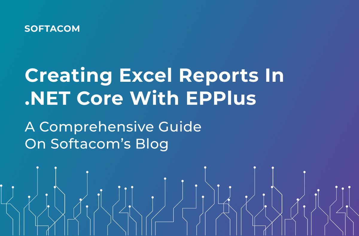Softacom's tweet image. Need to generate dynamic Excel reports in your .NET Core application? In this article, we walk through how to use the EPPlus library to create, format, and populate Excel workbooks. 

Read the full guide to get started: softacom.com/blog/developme…

#SoftwareModernization