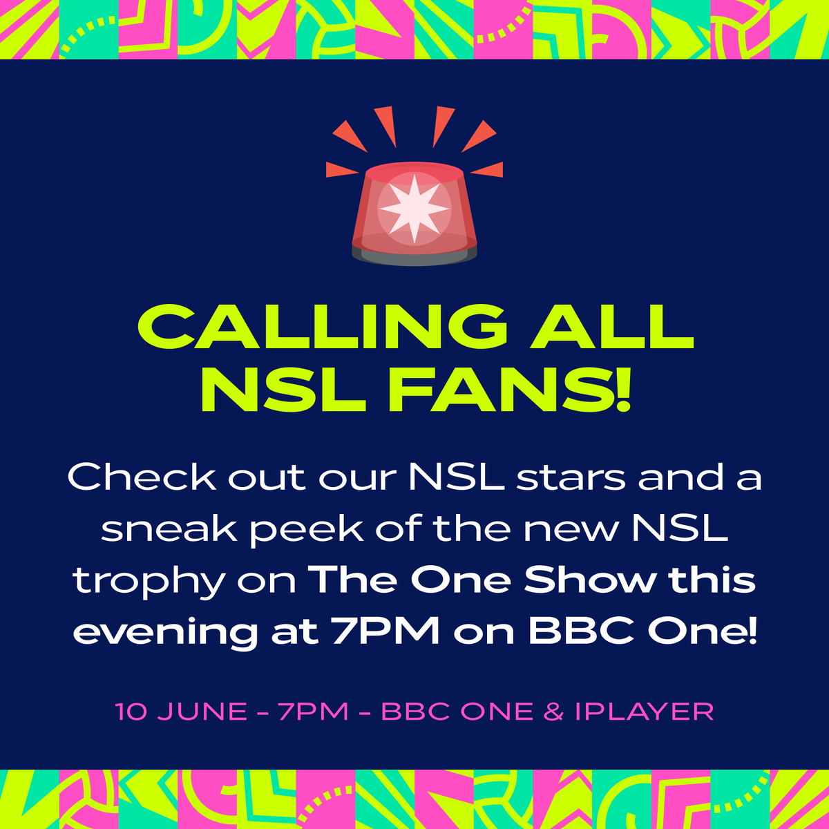 Some special guests on your TV 🌟

Tune into <a href="/BBCTheOneShow/">BBC The One Show</a> this evening to see some NSL stars and get a sneak peek at the brand new NSL trophy 👀