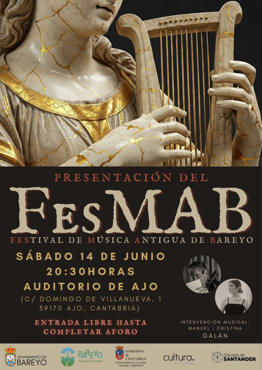 RenataOjerada's tweet photo. Nace #FesMaB 
Presentación el sábado 14 de junio en #Ajo 
Festival de #MusicaAntigua
Felicitaciones al Ayto de #Bareyo por apostar por la #Cultura https://t.co/bXf2VGwl29