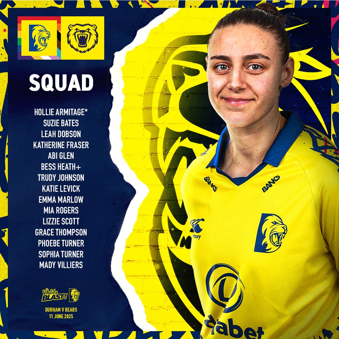 DurhamWomen_'s tweet photo. Leah Dobson in line to make her @VitalityBlast debut as 15 are in contention for Bears at home. ⬇️

#ForTheNorth 🌈