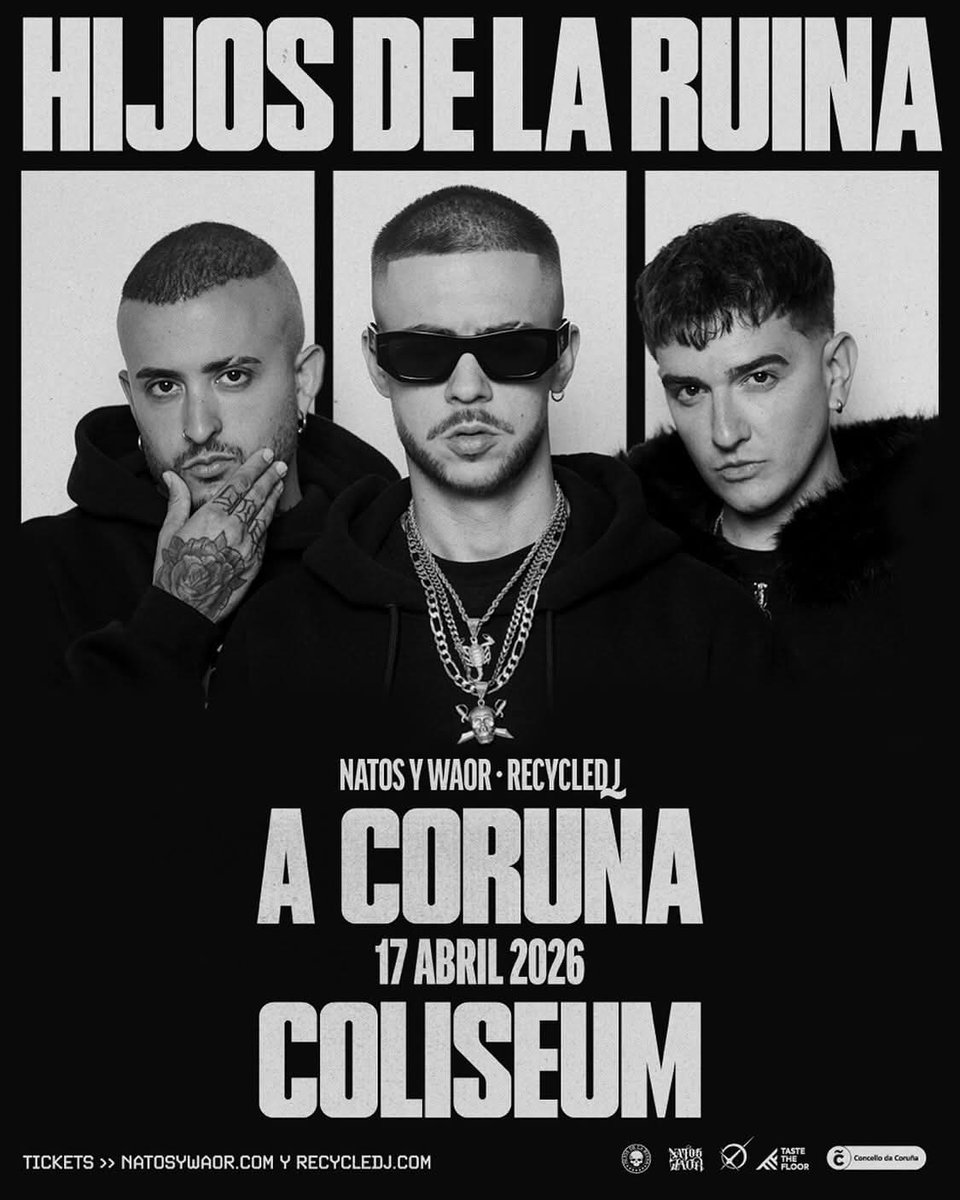 BuenaCalleMedia's tweet photo. #HDLR incluye a #galicia en su gira
❤️🔥17/04/2026 @coliseumcoruna #acoruña
🎟️ https://t.co/2s9Obl8Ub6 o https://t.co/gsh4Dq2ITL
Hijos de la Ruina, el icónico trío formado por @NatosyWaor y @Recycled_J
#hijosdelaruina #coruña @tastethefloorES @Idearock1 @RadioCoruna https://t.co/dj8QAf00wW