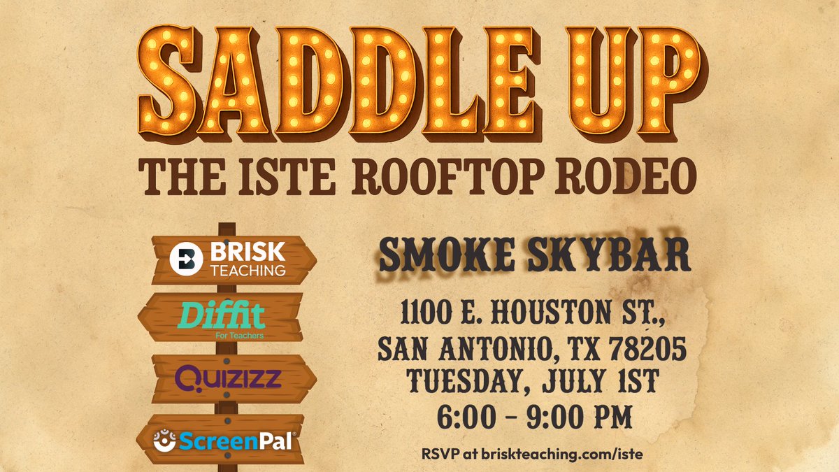 You’ll sit through sessions. You’ll fill your notebook. Now it’s time to close your laptop and hit the rooftop.

The ISTE Rooftop Rodeo is where teachers come to unwind, connect, and celebrate doing work that matters - with snacks, music, and a mechanical bull for good measure.