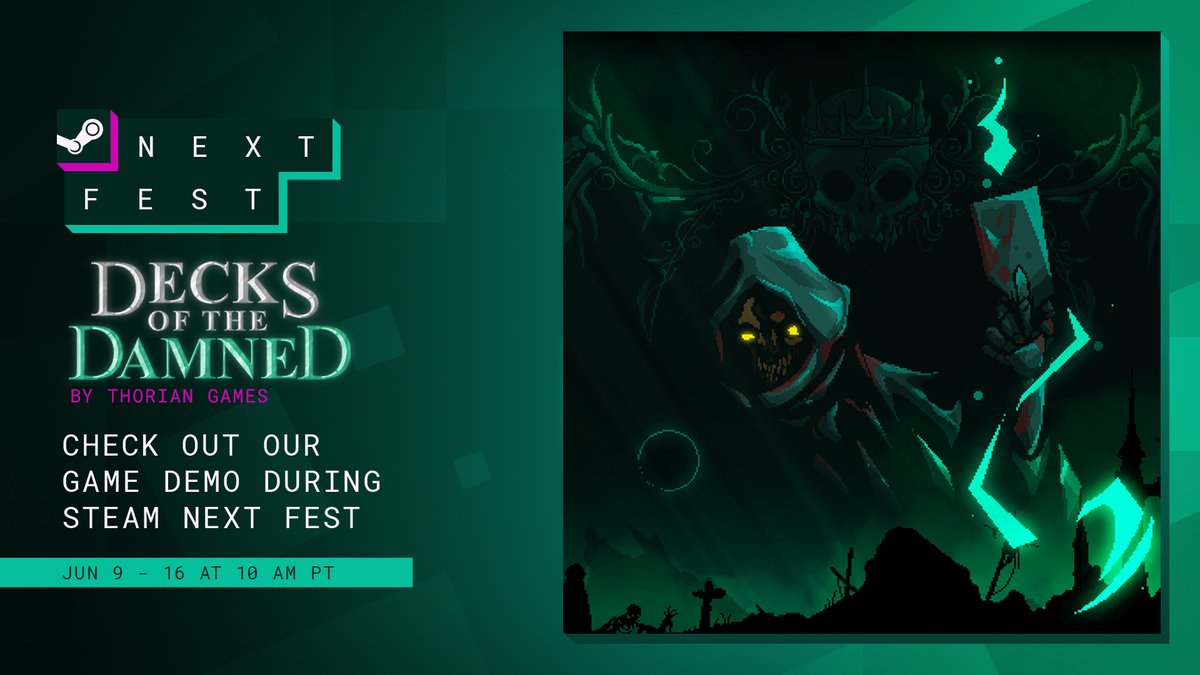 3 reasons to try the Decks of the Damned demo during #SteamNextFest:

1️⃣ It's got vampires in it!
2️⃣ No two runs are the same.
3️⃣ Because we tell you to 🤷‍♀️

Convinced? Play now: store.steampowered.com/app/2171380/De…