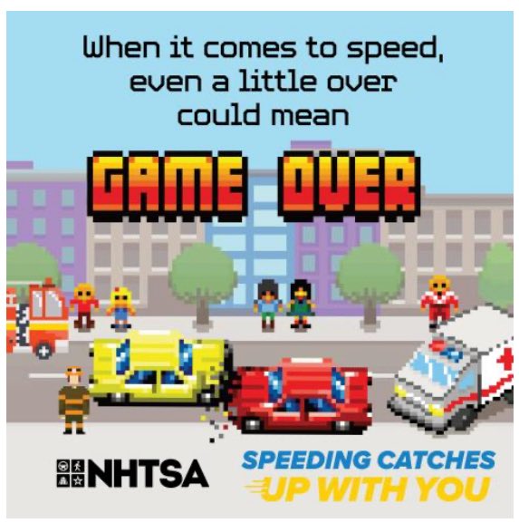 TraumaOutreach1's tweet photo. Arriving 5 minutes late is better than not arriving at all. Slow down — your destination can wait. ⏱️

Speeding Catches Up With You. @NHTSAgov @uc_health https://t.co/SJh1mYuNP1