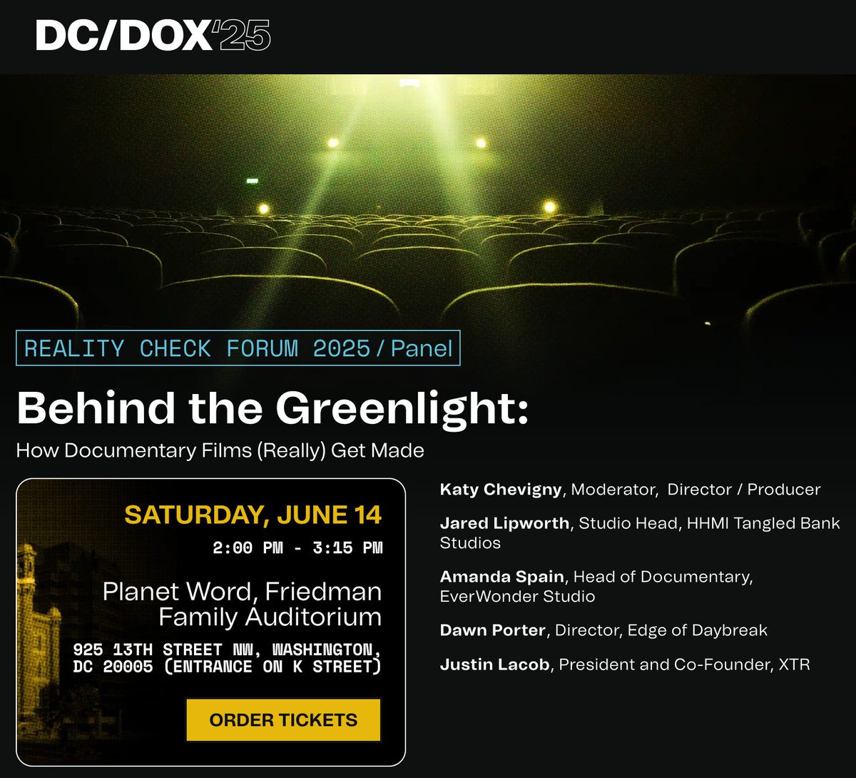 Tangled Bank Studios (@tangledbankhhmi) on Twitter photo Go behind the scenes with our Head of Studio, Jared Lipworth, during a panel discussion exploring the power and responsibility of modern documentary storytelling <a href="/dcdoxfest/">DC/DOX Festival</a>.
📆 Saturday, June 14, 2:00 P.M.
📍 Planet Word, Friedman Family Auditorium
🎟️ dcdoxfest.com/events/reality… Go behind the scenes with our Head of Studio, Jared Lipworth, during a panel discussion exploring the power and responsibility of modern documentary storytelling <a href="/dcdoxfest/">DC/DOX Festival</a>.
📆 Saturday, June 14, 2:00 P.M.
📍 Planet Word, Friedman Family Auditorium
🎟️ dcdoxfest.com/events/reality…