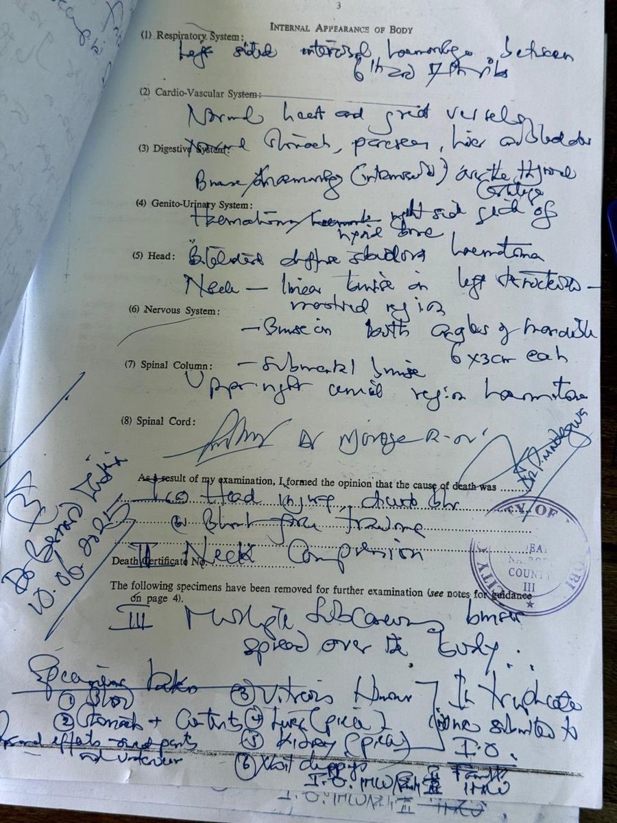 From a medical interpretation to simple terms this report simply means huyu jamaa alifinywa kila mahali. Head,neck,spine,chest,balls etc. They don’t even do this on the most wanted criminals bwana,we don’t have a country here. So doleful!