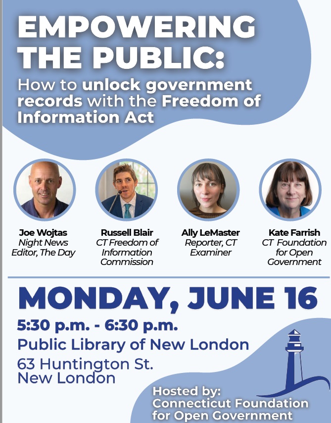 Join us next Monday (June 16) at the  Public Library of New London for a free #FOI panel.
