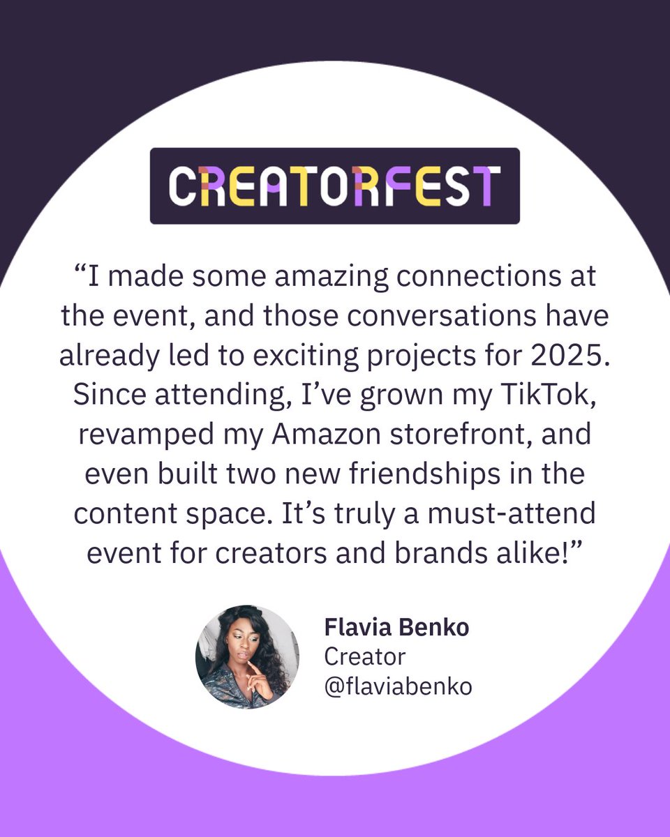 CREATORS – Here’s why you need to be at CreatorFest this October 👇

Grow your audience. Connect with brands. Build real relationships that lead to real results.