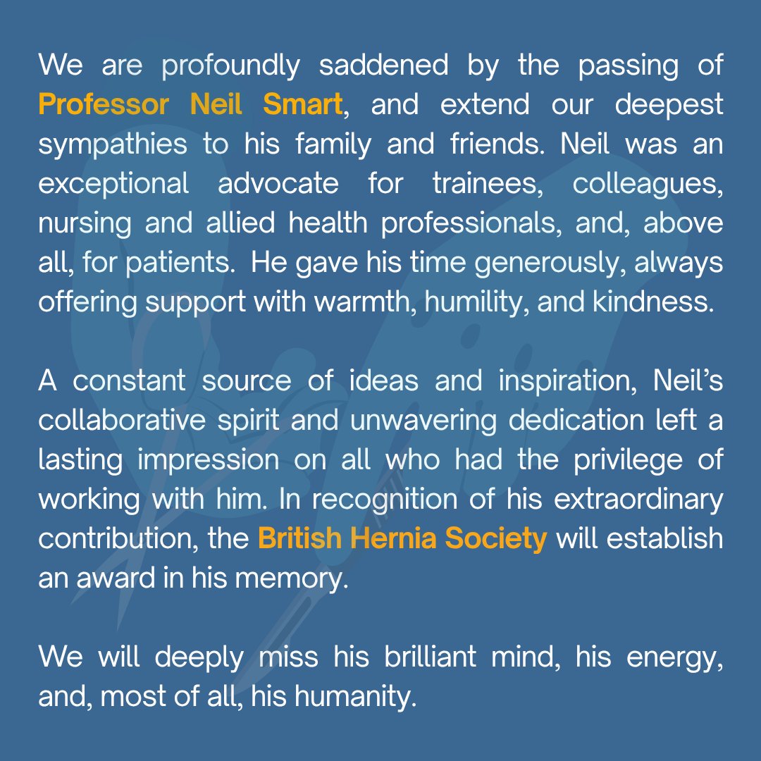We are profoundly saddened by the passing of Professor Neil Smart, and extend our deepest sympathies to his family and friends.