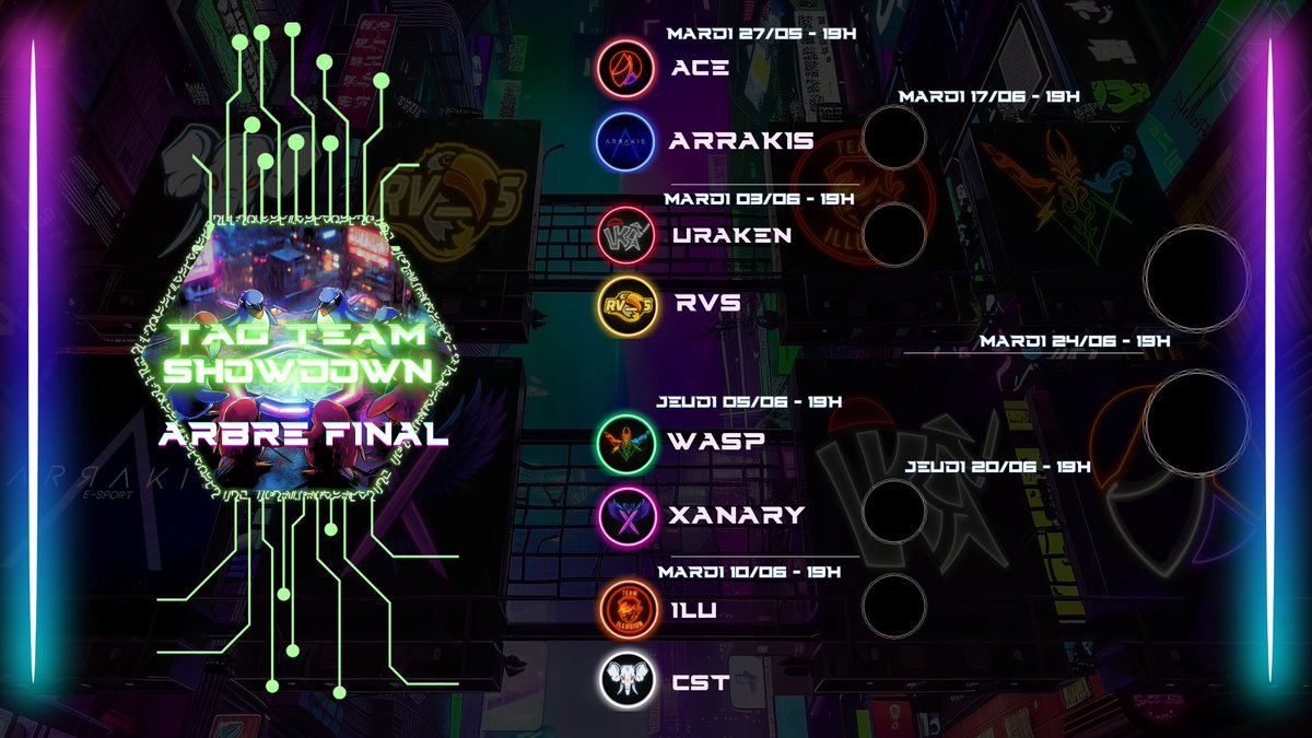 Ce soir 19h suite des playoff de la 4v4 TAG TRAM SHOWDOWN VS CST !! Bo3 puis on l'espère une qualification en Demi !!