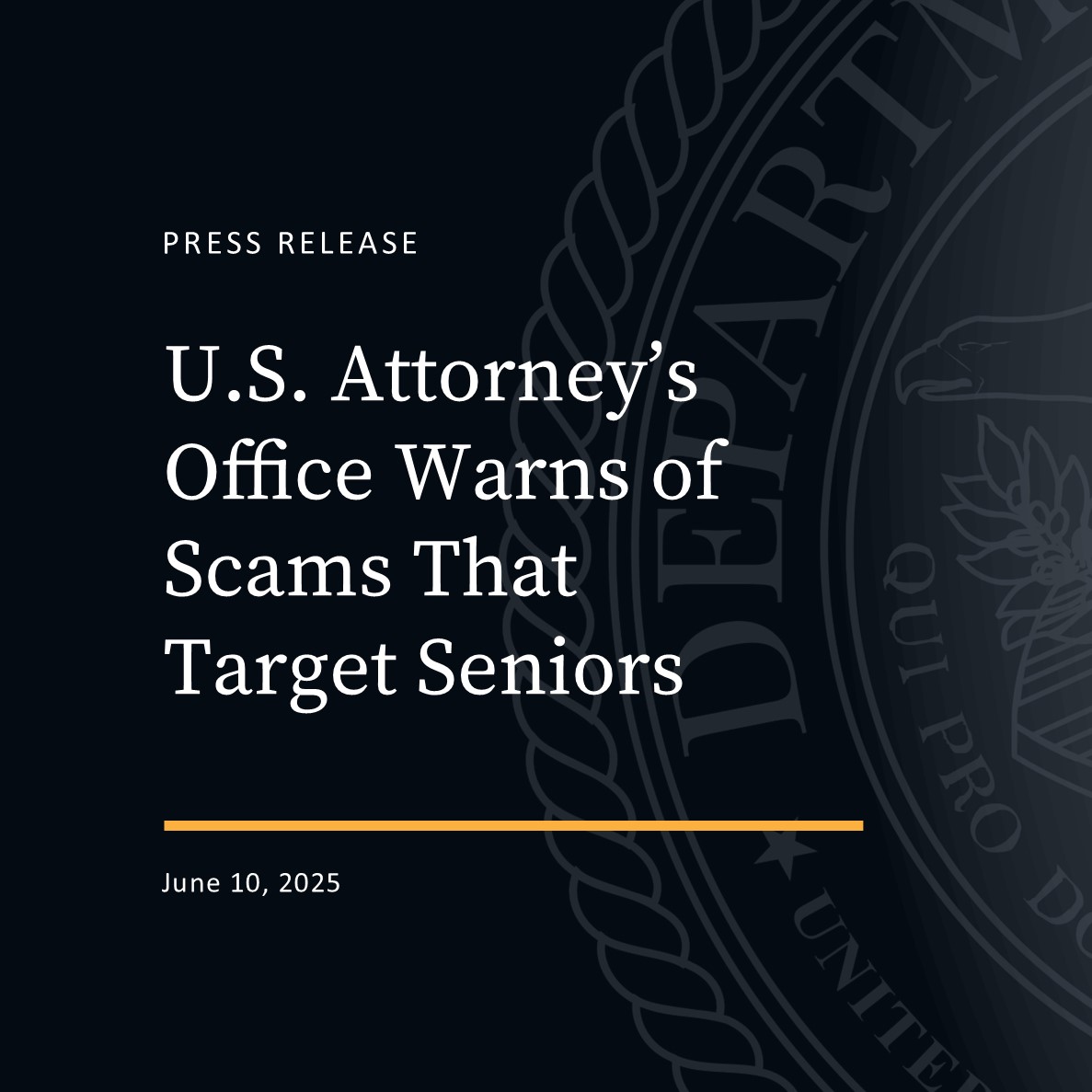 NDOHnews's tweet image. Be vigilant and be informed of scams that typically target older adults. Read more:
justice.gov/usao-ndoh/pr/u…
June is Elder Abuse Awareness Month.