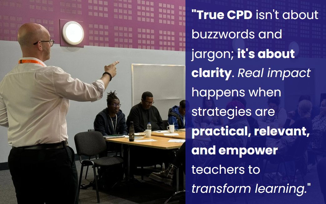 💬 CPD doesn’t need to be complicated. My approach to CPD is simple: give educators strategies they can actually use. No jargon, just practical tools that make a difference.

👥 How do you make CPD meaningful

#CPD #Education #TeacherDevelopment #FE #ProfessionalLearning