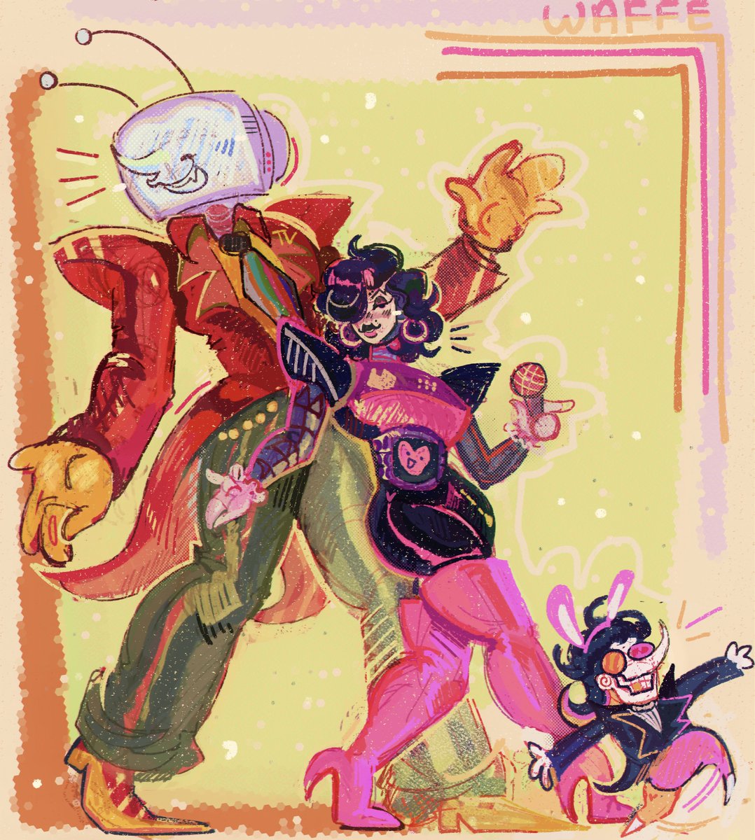 ( 📺tenna , 💖mettaton n 🥚spamton )
jazzhands  ,  sparkle n all that !  
-
#DELTARUNE #deltarunespoilers #toadiedangit