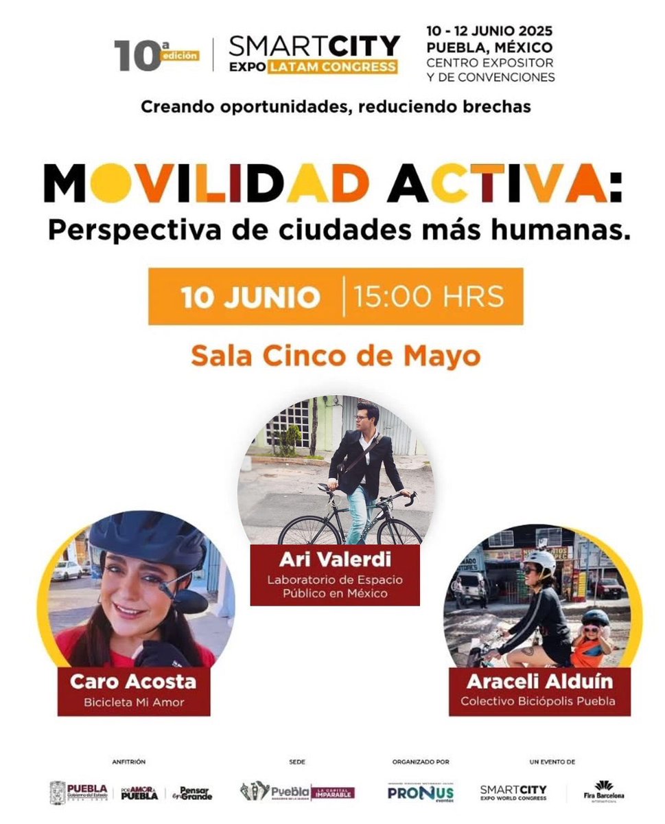 🚲La #bicicleta es factor importante para integrar en construcción de ciudades inteligentes; primero se deben enfocar en la #movilidadactiva, donde está la humanidad que pedalea y camina… Perspectiva de ciudades más humanas en el Smart City Expo Latam Congress, en su 10 edición