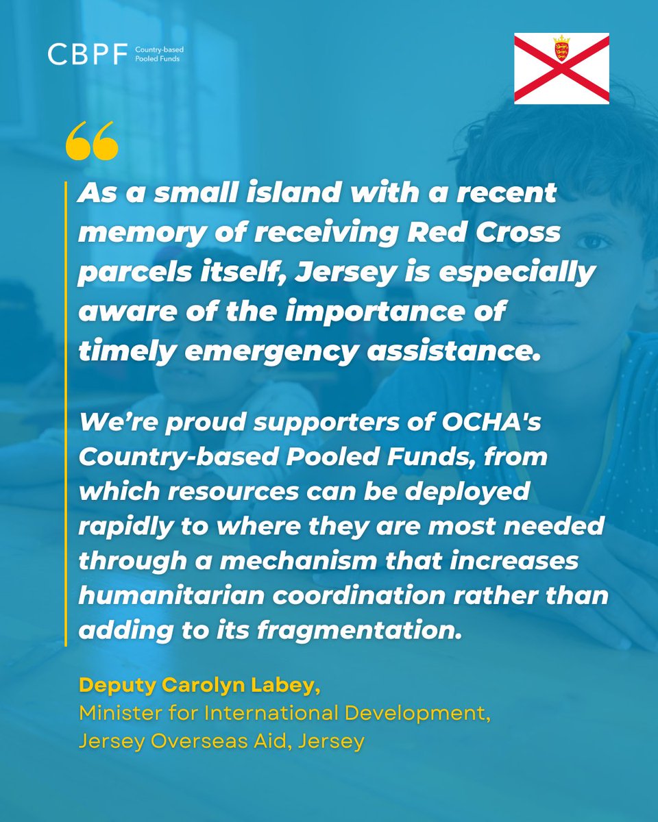 PooledFunds_OCHA (@cbpfs) on Twitter photo Jersey🇯🇪 knows firsthand the value of timely aid.
That is why they proudly support <a href="/UNOCHA/">UN Humanitarian</a>-managed <a href="/CBPFs/">PooledFunds_OCHA</a>, ensuring fast & coordinated humanitarian response where people need it most.
Together, we #InvestInHumanity. Jersey🇯🇪 knows firsthand the value of timely aid.
That is why they proudly support <a href="/UNOCHA/">UN Humanitarian</a>-managed <a href="/CBPFs/">PooledFunds_OCHA</a>, ensuring fast & coordinated humanitarian response where people need it most.
Together, we #InvestInHumanity.