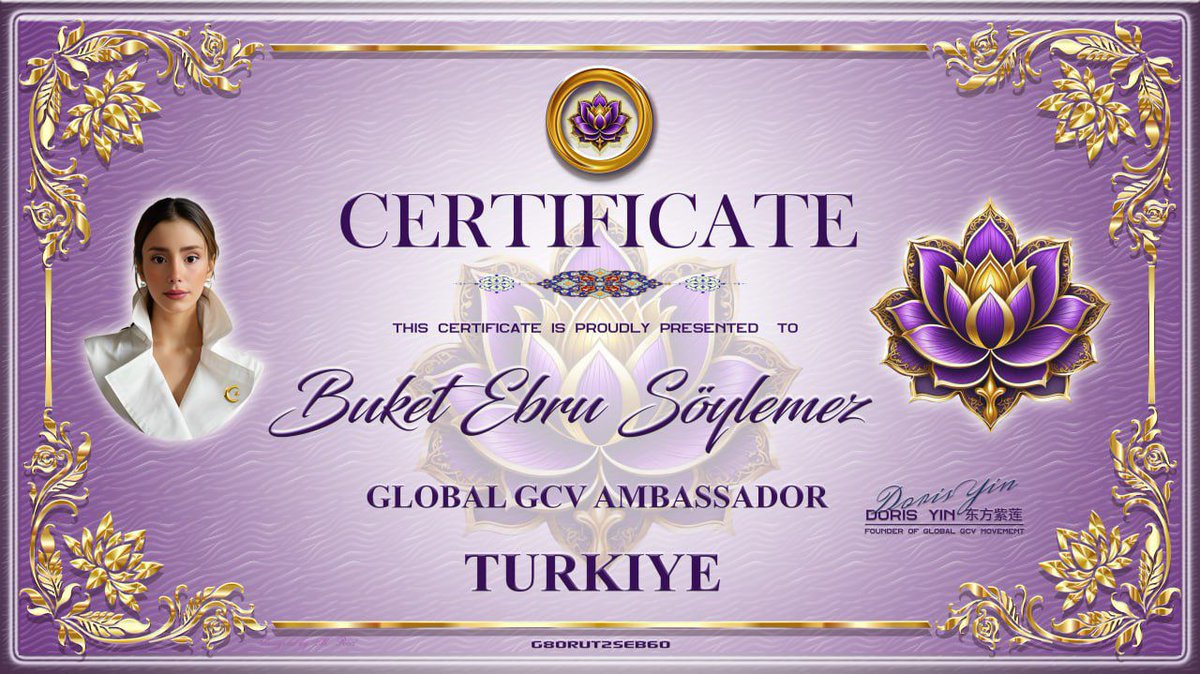 Dear Buket Ebru Söylemez,
Your leadership, passion, and dedication as a GCV Global Ambassador representing Türkiye are truly inspiring to us all. Your steps in strengthening the GCV movement in Türkiye, your visionary approach, and your unifying spirit are making a difference on