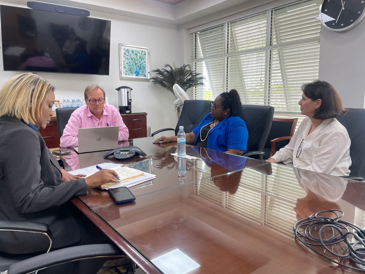 The Attorney General and Permanent Secretary Sonia Culmer recently met with Cheriese Cox-Nottage, Executive Director, and Camilla Roberio, Head of LATAM at UBS, to discuss upcoming legislation and policy changes within the financial services industry.