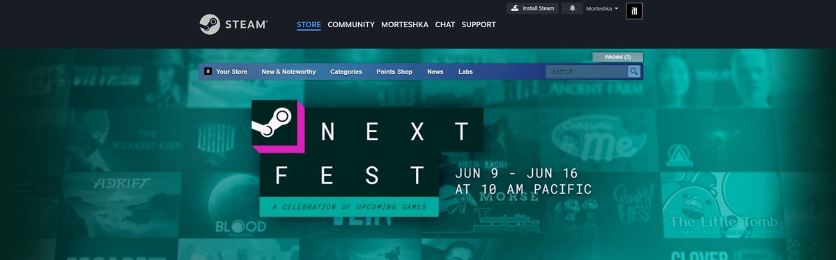 VBeletsky's tweet image. So happy to be among the games on the Steam front page Next Fest banner!