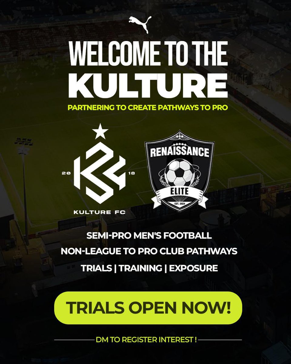 Kulture FC is partnering with Renaissance Elite to create more pathways for young players! We're dedicated to helping boys transition into men's football, providing them with the experience and exposure they need to thrive. 

Let’s elevate the game together 💚🤝