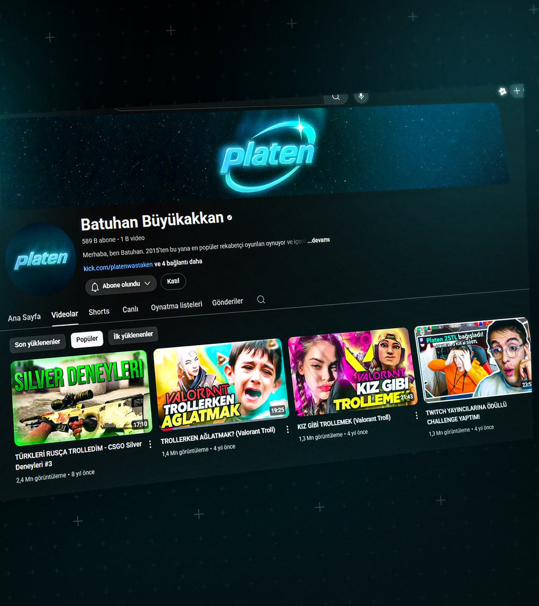 Küçüklüğümden beri severek takip ettiğim kanala ve çok sevdiğim biri için YouTube logosu ve banner tasarlamak benim için çok güzel bir duygu. ❤️  <a href="/batuakkan/">Batuhan Büyükakkan</a>  

Destek olan herkese teşekkür ederim.