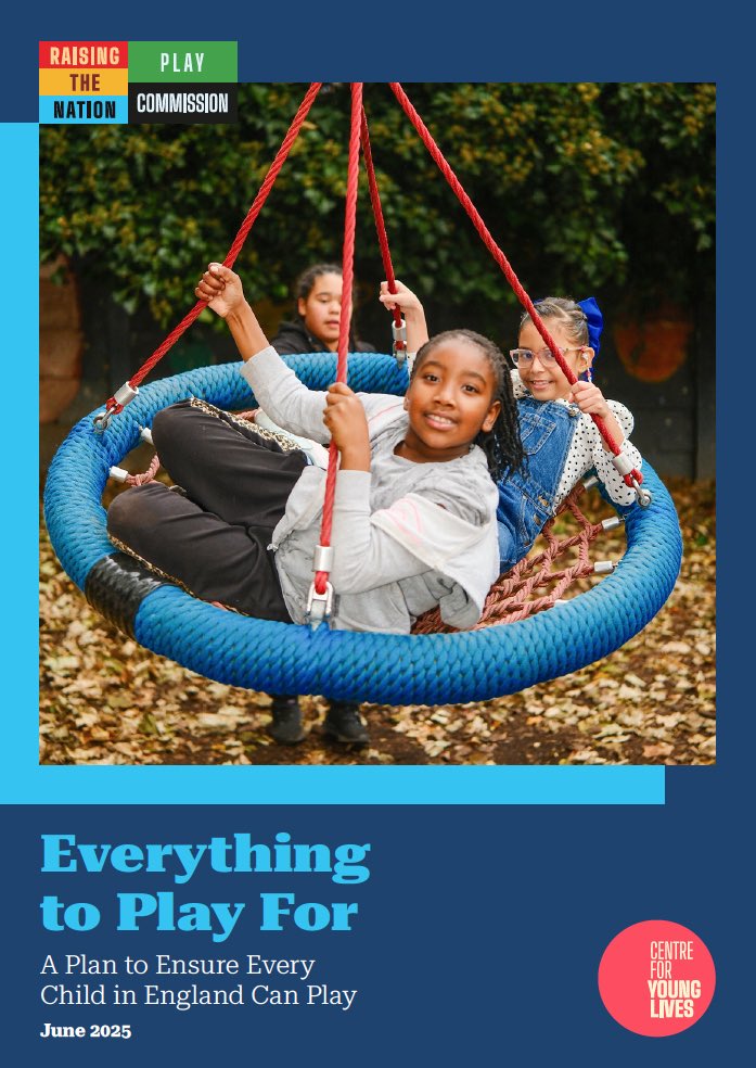 Tomorrow the Raising the Nation Play Commission that I chair publishes *Everything to Play For — a plan to ensure every child in England can play*.

A year of work.
A clear case for change.
A call for national leadership.

Watch this space.

#EverythingToPlayFor