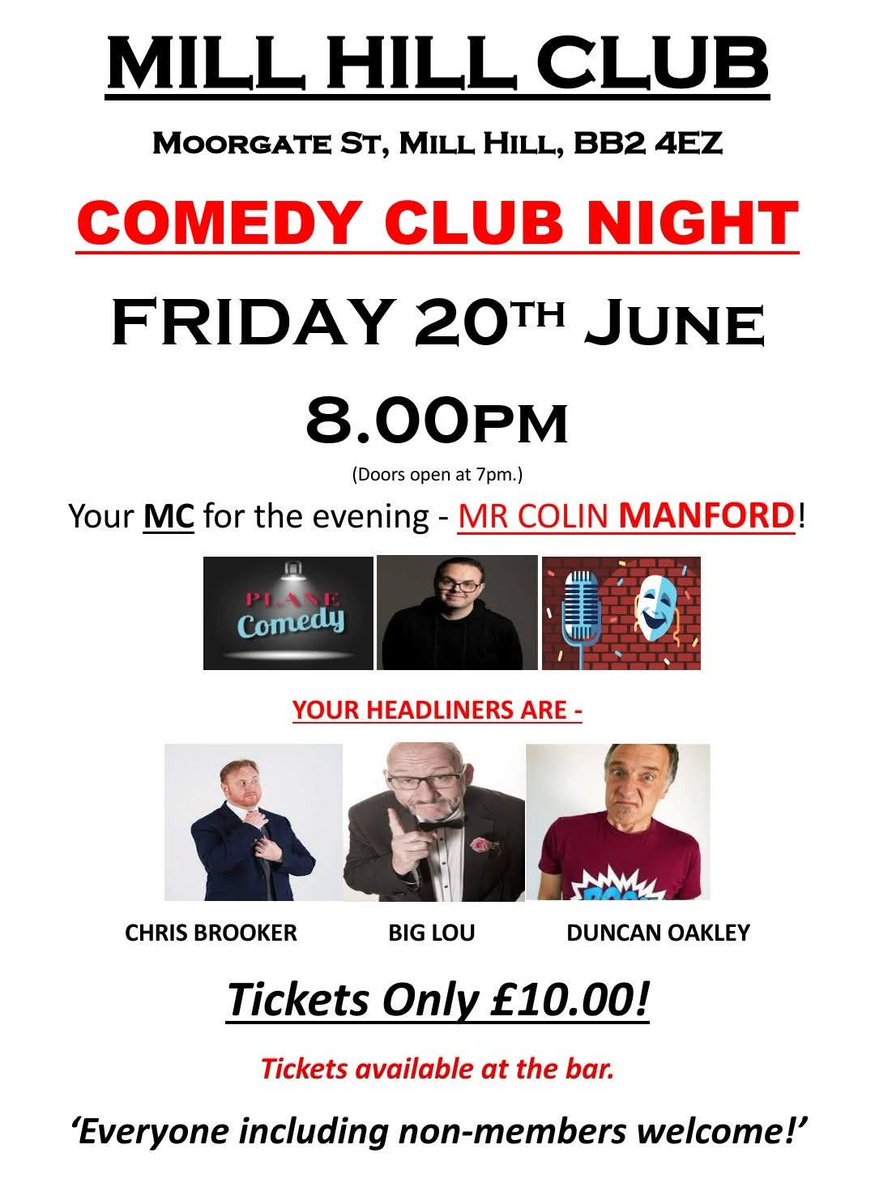 MILLHILLCLUB's tweet image. Great Father's Day Gift!!!
#comedynight @MILLHILLCLUB #laughter #everyonewelcome #socialclub #Blackburn