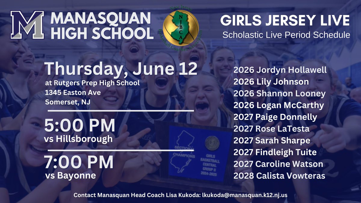 SquanGirlsBBall's tweet image. We are excited to get back on the floor this week for the June Scholastic Live Period! We will be headed to Jersey Live at Rutgers Prep on Thursday with our varsity returners from our our 2025 State Championship team!
