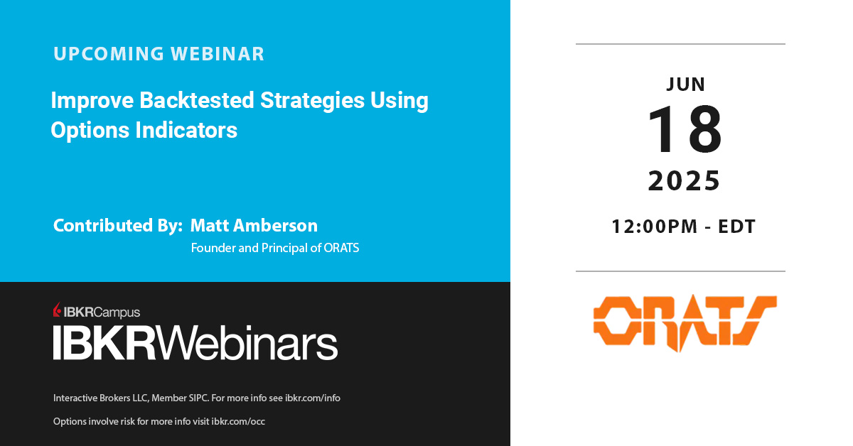 IBKR Quant Blog (@ibkr_qb) on Twitter photo Matt Amberson, the Founder and Principal of ORATS, will present on how to utilize <a href="/IBKR/">Interactive Brokers</a> and <a href="/optionrats/">Option Research</a> as a framework for backtesting:
interactivebrokers.com/campus/ibkr-qu…
#FinTech Matt Amberson, the Founder and Principal of ORATS, will present on how to utilize <a href="/IBKR/">Interactive Brokers</a> and <a href="/optionrats/">Option Research</a> as a framework for backtesting:
interactivebrokers.com/campus/ibkr-qu…
#FinTech