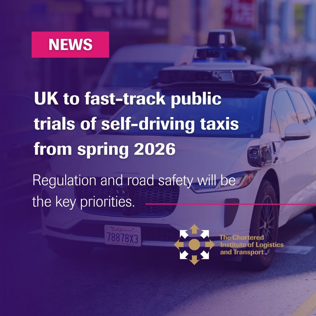 Interesting #IndustryNews as the UK are set to fast-track public trials of self-driving taxis from spring 2026.  

Read more here: ciltuk.org.uk/News/Latest-Ne…  

#SelfDrivingCars #AutonomousVehicles #FutureOfTransport #UKInnovation #SmartMobility