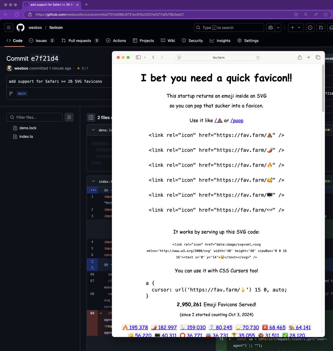 Safari 26 is FINALLY going to support SVG favicons. 

Just updated fav.farm to serve up an SVG emoji instead of the weird android png version