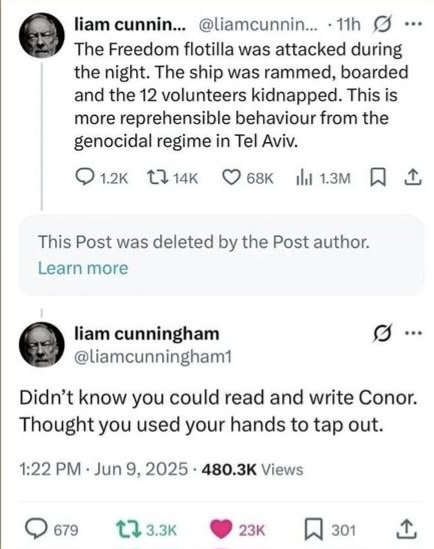 It looks like <a href="/TheNotoriousMMA/">Conor McGregor</a> tapped out again. Don't mess with Mr Cunningham.