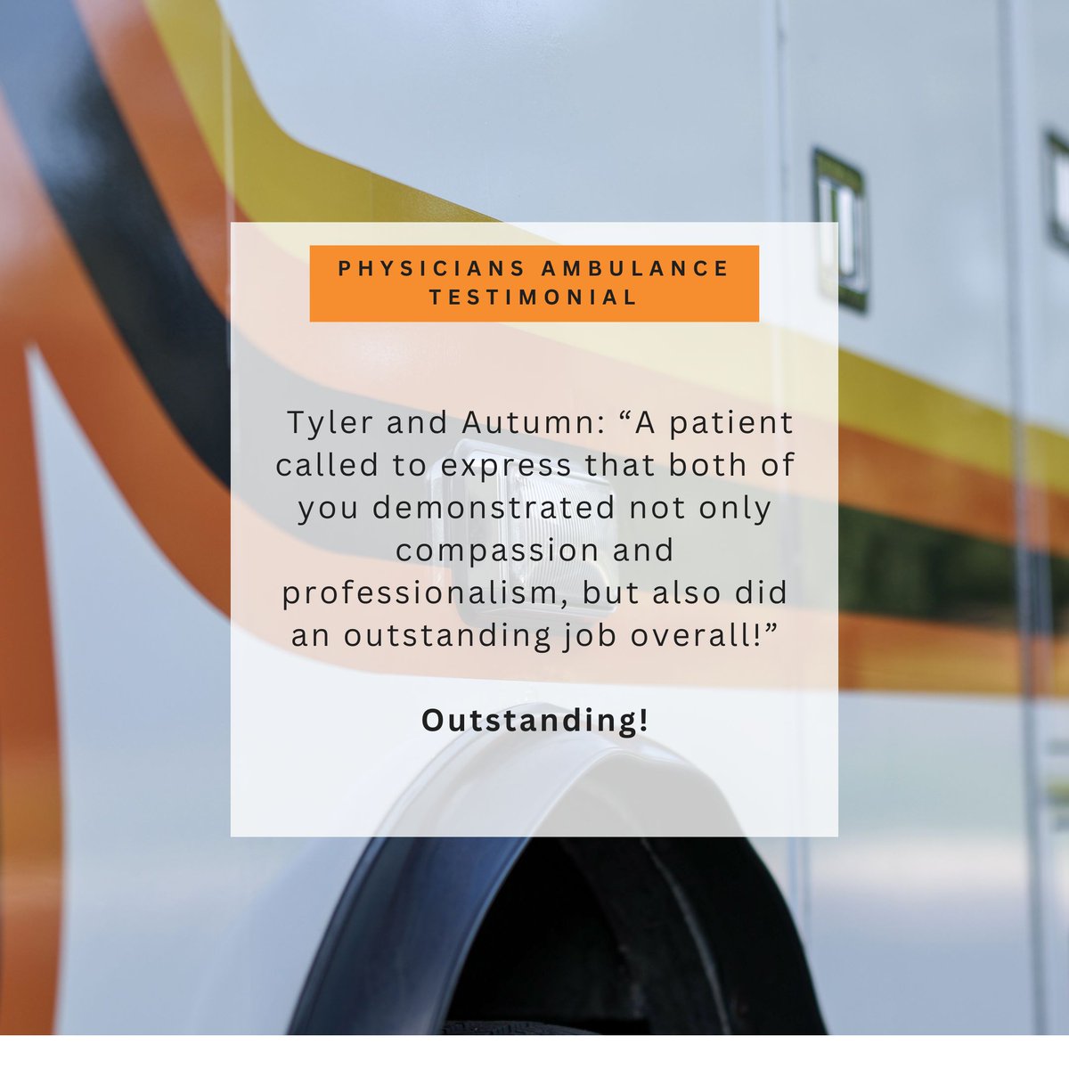🚨 Testimonial Tuesday 🚨 
Shout out to Tyler and Autumn!
Great Job team! 🎉 
#physiciansambulance #testimonialtuesday #eventmedicine #physicianspride #cleveland