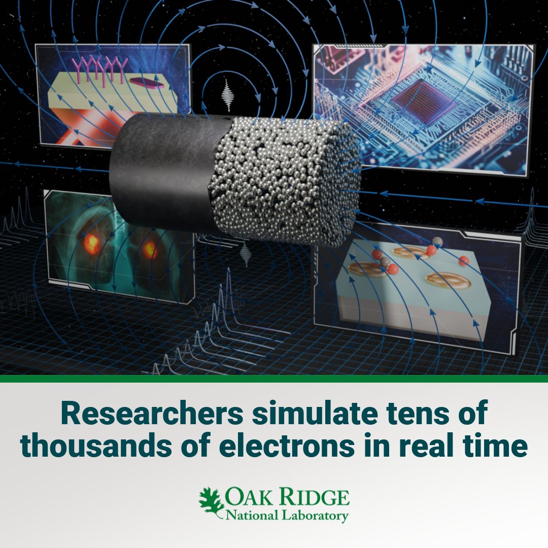 OLCF (@olcfgov) on Twitter photo Researchers from <a href="/ORNL/">Oak Ridge Lab</a> and <a href="/NCState/">NC State University</a> have developed a groundbreaking simulation that can predict the movement of 24,000 electrons in real-time.✨
💫 More details ➡️ bit.ly/3HoqaLp Researchers from <a href="/ORNL/">Oak Ridge Lab</a> and <a href="/NCState/">NC State University</a> have developed a groundbreaking simulation that can predict the movement of 24,000 electrons in real-time.✨
💫 More details ➡️ bit.ly/3HoqaLp