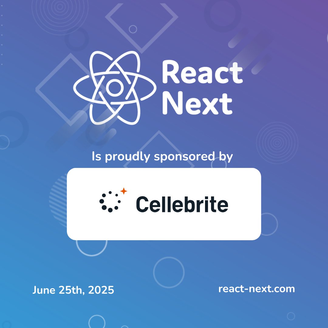 ReactNext's tweet image. We are proud to announce that @Cellebrite will be sponsoring #ReactNext25!
Check out their booth at our conference on June 25, 2025!
👉 ow.ly/Wiw750W4ZPe