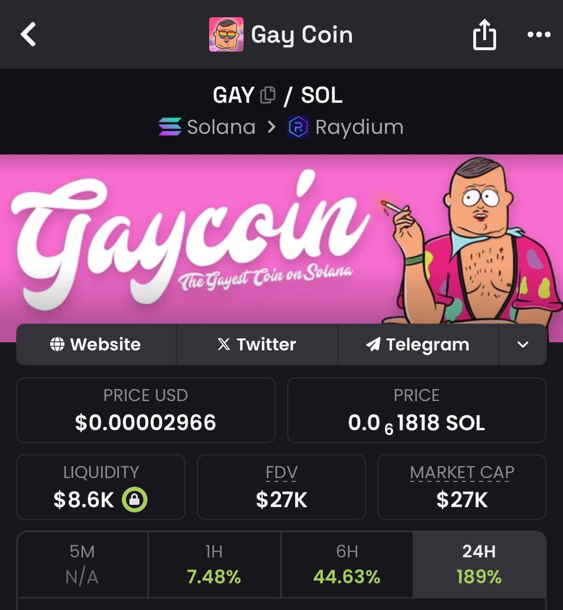 CoinSolanaGay's tweet photo. YOU STILL EARLY 🩷

BE $GAY 

#lgbt #gay #solana #memecoin #Crypto #PrideMonth https://t.co/6KXJooEt5W