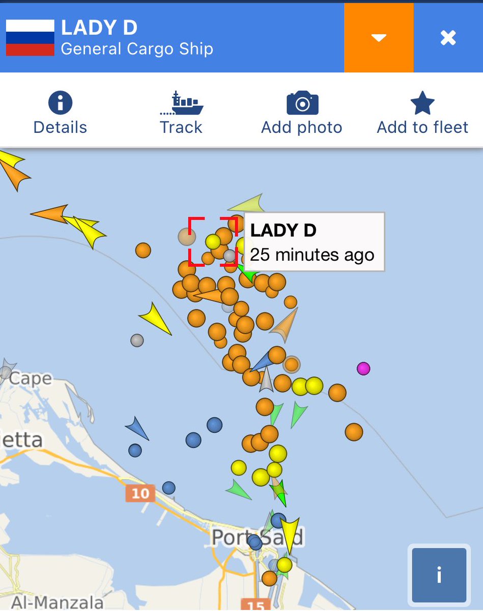 LADY D, has arrived North of Port Said waiting to transit to SUEZ… could refer before leaving. All as anticipated.