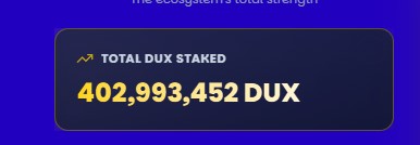 cryptodramz's tweet photo. Staking $DUX tokens opened 5.5 days ago. 

Combined with the rest (Vaults, LP, Treasury) over 53% of the supply is out of circulation. 

I'm speechless. But not for long. 

A promise is a promise. 

Bend over. 💉💉💉💉💉 https://t.co/BjBBosIqB4