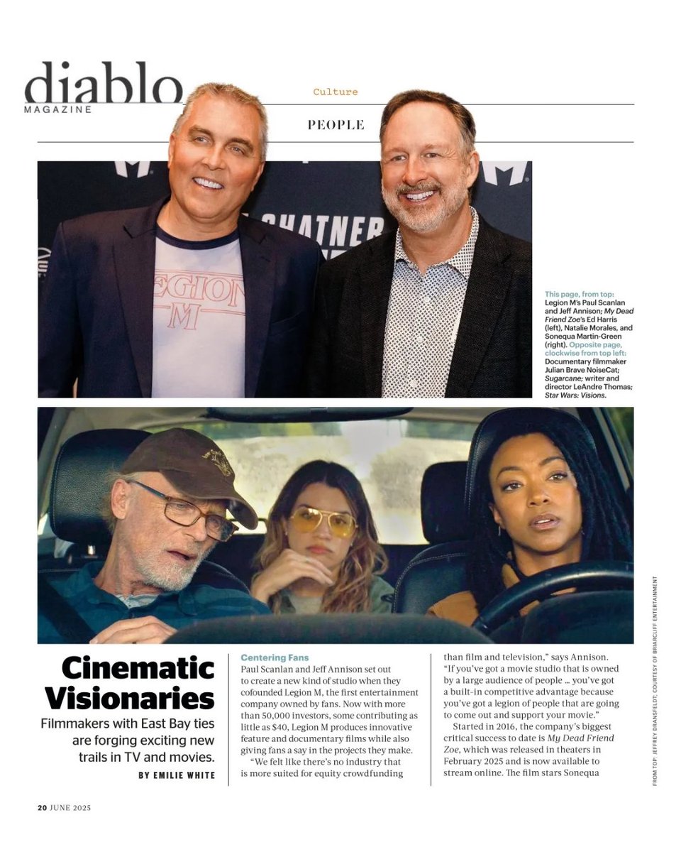 LegionMOfficial's tweet image. Legion M co-founders Paul Scanlan and Jeff Annison are featured in the June issue of @DiabloMagazine! Big thanks to the Diablo team for highlighting their story and the fan-powered movement behind #LegionM. Grab a copy and check it out! 🚀