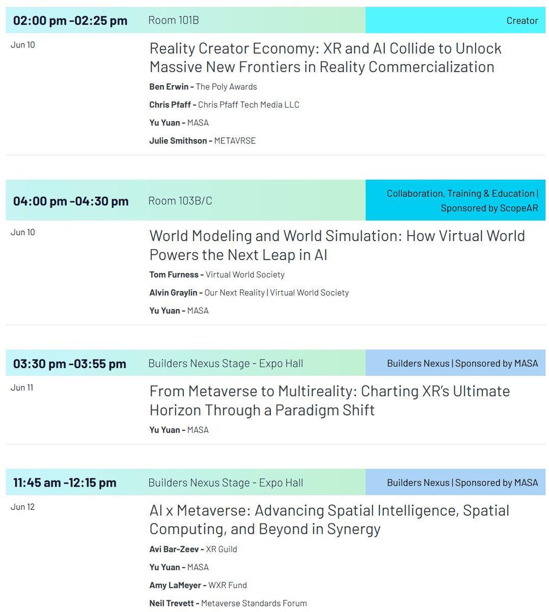 AWE USA 2025, the premier event for the XR industry, is taking place June 10-12 in Long Beach, CA. MASA (Metaverse Acceleration and Sustainability Association) is thrilled to once again exclusively present the Nexus Stage (formerly Expo Stage), the only stage in the exhibition
