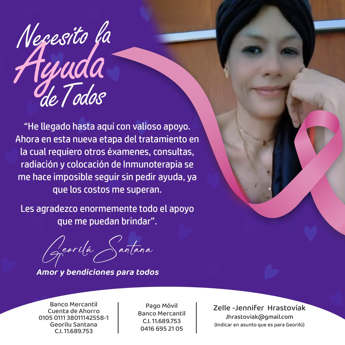 Requiero apoyo para poder continuar mi tratamiento. Agradezco sus oraciones🙏... y la intención de ayudarme a vivir... gracias❤️
