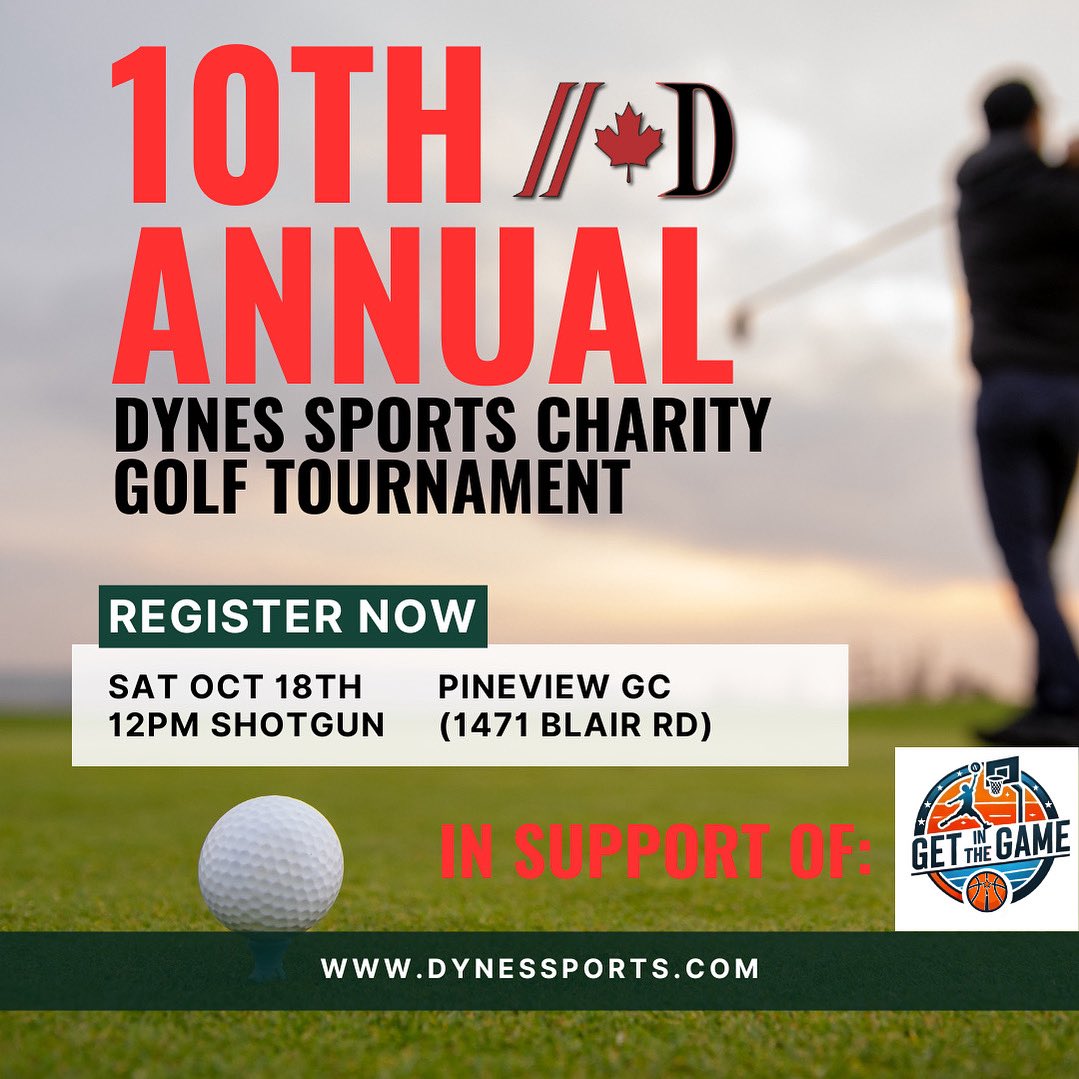 10 YEARS!!! 

Time flies when you’re having fun (and raising funds for worthy causes in Ottawa). Join us on Saturday, October 18th for an afternoon of golf, dinner, and more at the Pineview GC. Secure your spot for the biggest, and best year yet at dynessports.com .