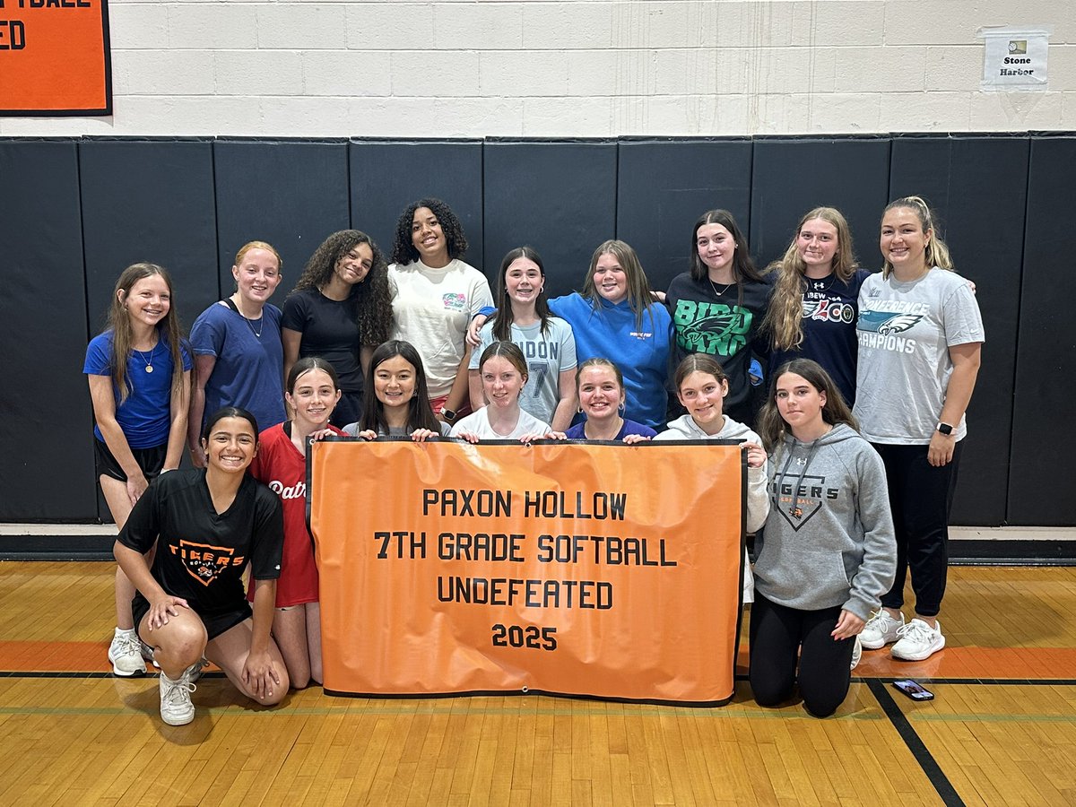 Big day for our 7th Grade Baseball and Softball teams as they received their UNDEFEATED season banners. The banners will soon hang proudly in the gymnasium! A huge congrats to the hardworking athletes and coaches! We are so proud of you!
