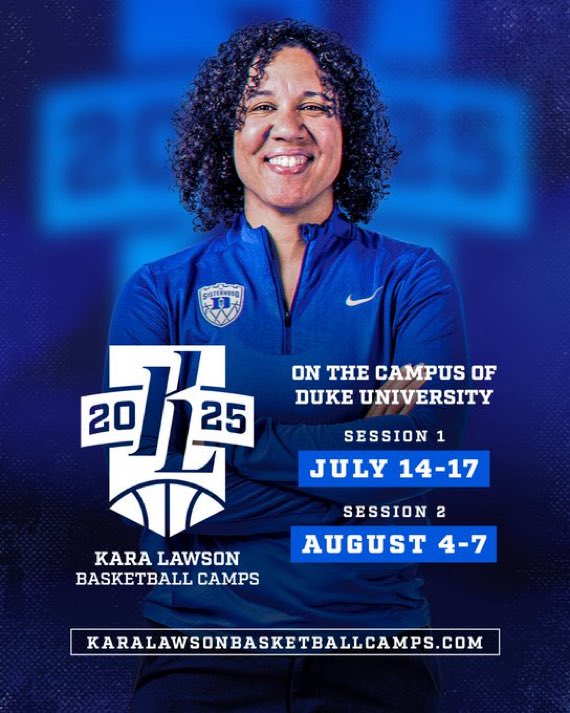 DukeWBBCamp's tweet image. Summer in Cameron!
Join us this July and August for the first ever Kara Lawson Basketball Camps.
KaraLawsonBasketballCamps.com