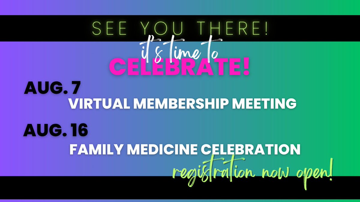 Secure your spot at the Virtual Membership Meeting on Thursday, August 7, and the Family Medicine Celebration on Saturday, August 16, at The Exchange Events at Bridge Park in Dublin, OH. Register online or on the OhioAFP app: buff.ly/MHTxoJf