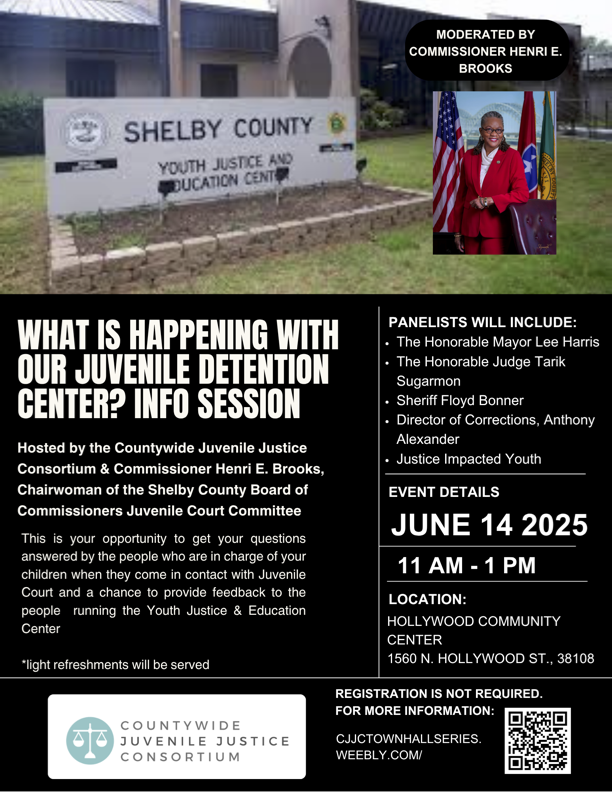 Shelby County's youth detention center is transitioning out of the Sheriff's leadership, but what does that mean for the kids inside? Bring your questions and ideas this Saturday! cjjctownhallseries.weebly.com
