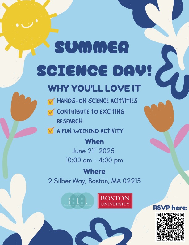 Join us on Saturday, June 21st for a hands-on science event for children ages 4–10. 

RSVP link: docs.google.com/.../1FAIpQLSfA… 

Planning to join a study? Fill out this short consent form: bostonu.qualtrics.com/jfe/form/SV_2i…