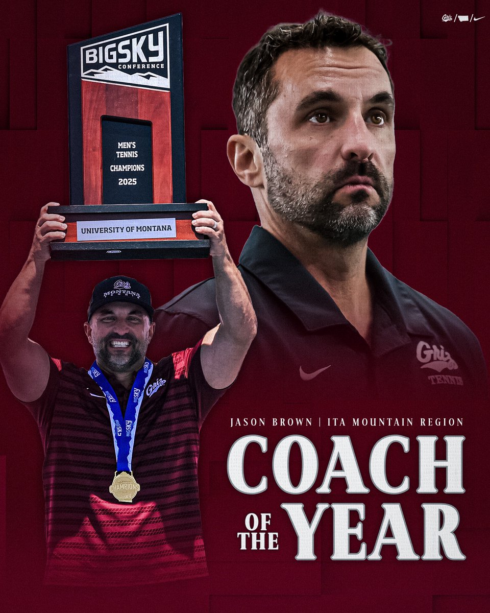 More 𝑯𝒊𝒔𝒕𝒐𝒓𝒚 for Griz Tennis in the <a href="/ITA_Tennis/">ITA</a> Regional Awards!

🥇 Mountain Region Coach of the Year
⭐️ Mountain Region "Player to Watch

📰 gogriz.com/news/2025/6/10…

#GoGriz